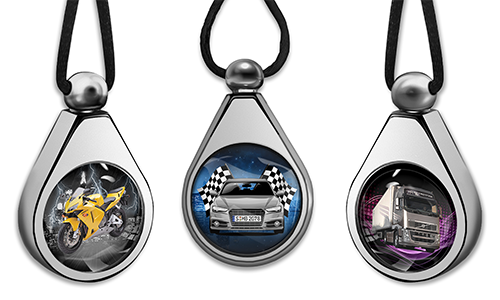 Car perfume pendants customized with motorcycle, car, and truck designs