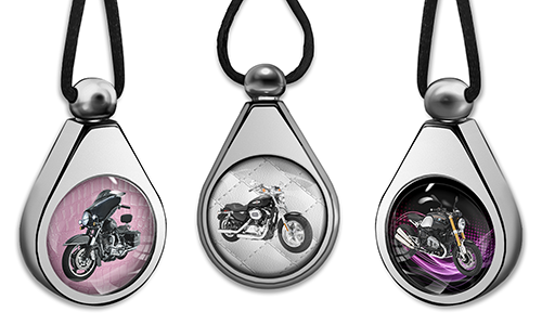 Metal car perfume pendants featuring personalized motorcycle images