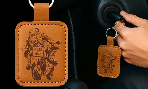 Galerie Schlüsselanhänger Motorrad Leder graviert 3