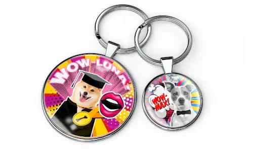 Nøglering med kæledyrs-tegneserie