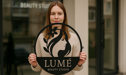 Modern LED-metallskylt med personlig företagslogotyp