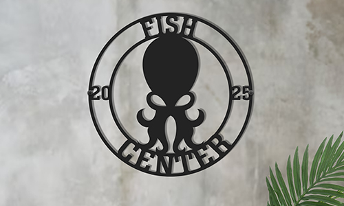 Personlig metallskylt med företagslogotyp för väggen