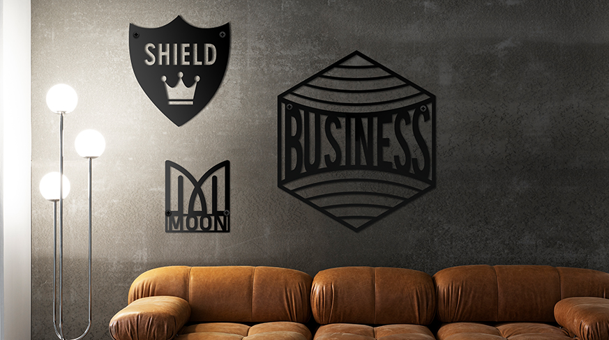 Metalllogotyp skylt med LED-belysning