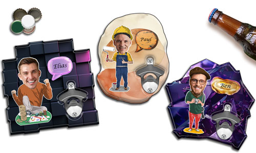 Vægflaskeåbner med navn og tilpasset design