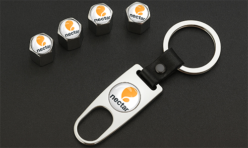 Personalized logo tire valve caps with keychain