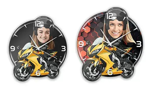 Personalizowany Zegar Ścienny Komiks Hobby - Kobieta Motocykl