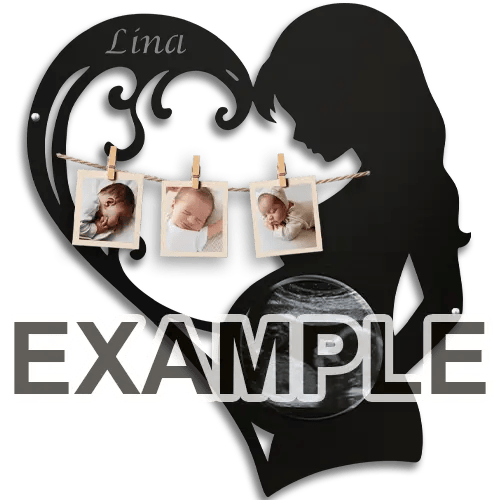 Väggdekoration av Metall med Ultraljudsbild och Önskefoton för blivande mamma