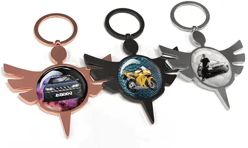 Llavero redondo ángel auto – regalo único