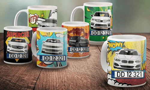 Kubki z komiksami samochodowymi