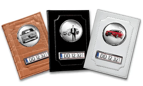 Porte-documents de voiture standard pour frère avec voiture/photo et plaque d'immatriculation