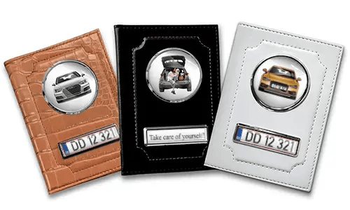 Porta documenti auto standard con auto/foto e targa per te stessa