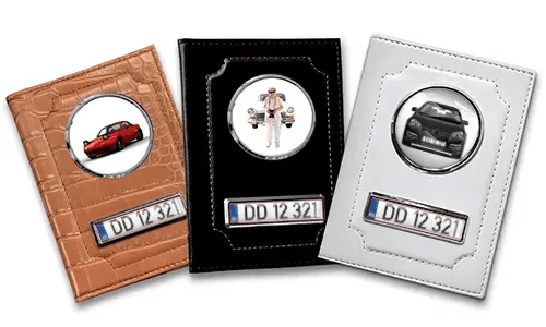 Porte-documents de voiture standard pour grand-mère avec voiture/photo et plaque d'immatriculation