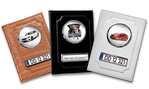 Porte-documents de voiture standard pour maman avec voiture/photo et plaque d'immatriculation