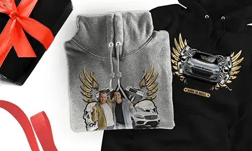 Sweat à capuche personnalisé avec motif de voiture pour tes meilleurs amis