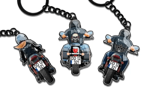 Porte-clés de biker avec ton prénom !
