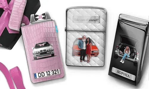 Briquet Coolline avec voiture/photo et plaque d'immatriculation pour ta fille