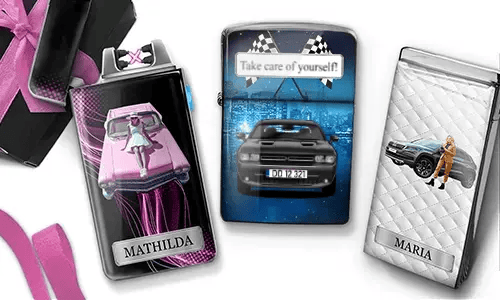 Briquet Coolline avec voiture/photo et plaque d'immatriculation pour vous-même