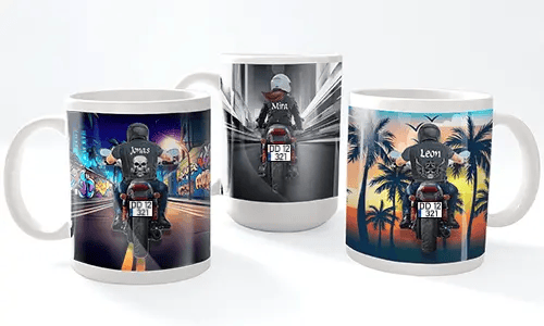 Tasse de moto avec nom