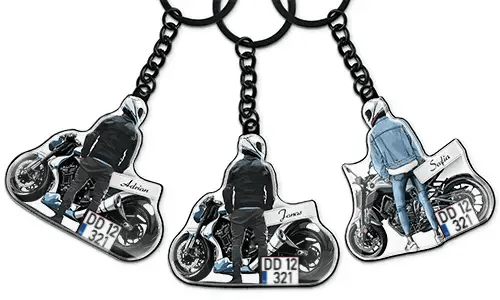 Personalisierter Motorrad-Schlüsselanhänger mit Name