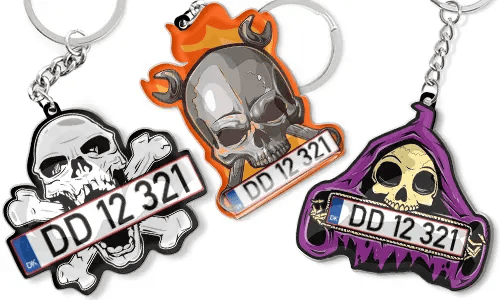 Llavero de calavera - Placa de matrícula