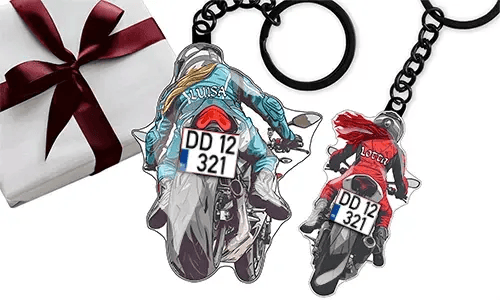 Llavero de moto deportiva – regalo para una pareja encantadora