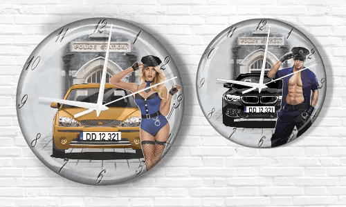 Wanduhr Polizei Design