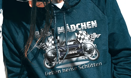 tuning pullover mit rotem Autofoto tuning hoodie