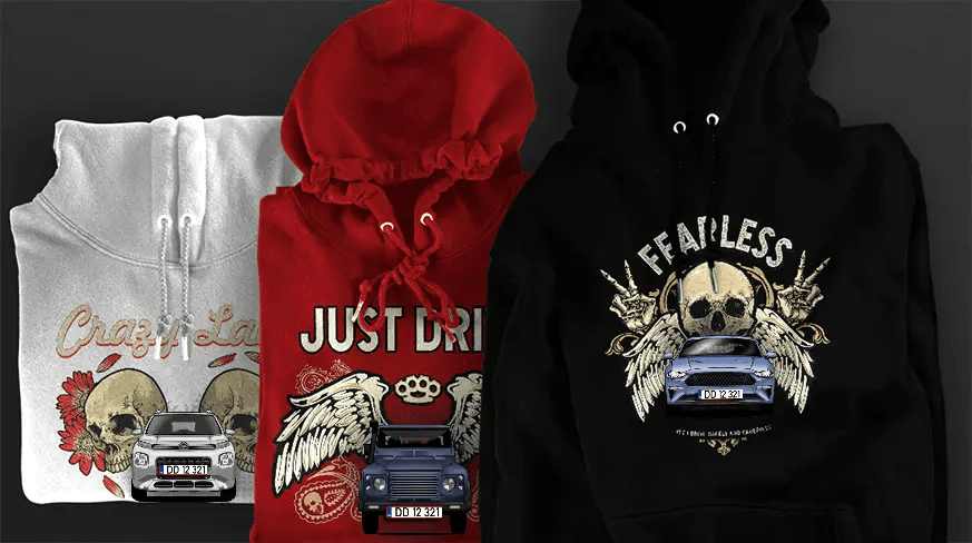 Sweat à capuche Design Car Silhouette