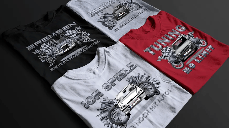 shirt tuning in vier verschiedenen Farben t shirt tuning