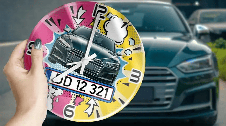 Wanduhr Comic - Autosilhouette